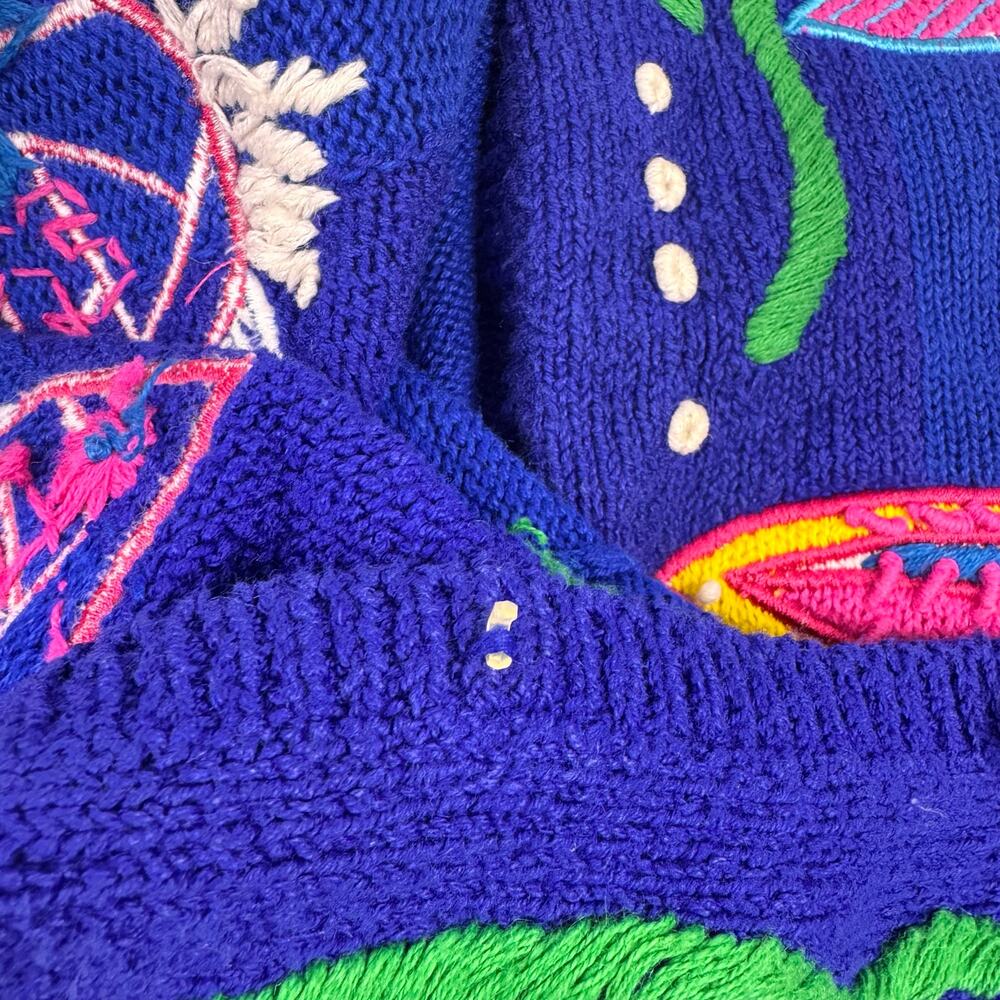 Vtg PBJ Sport Cardigan Sweater Embroidered Ocean Fish Sz S/P Quirky 90s Kidcore - Picture 11 of 16